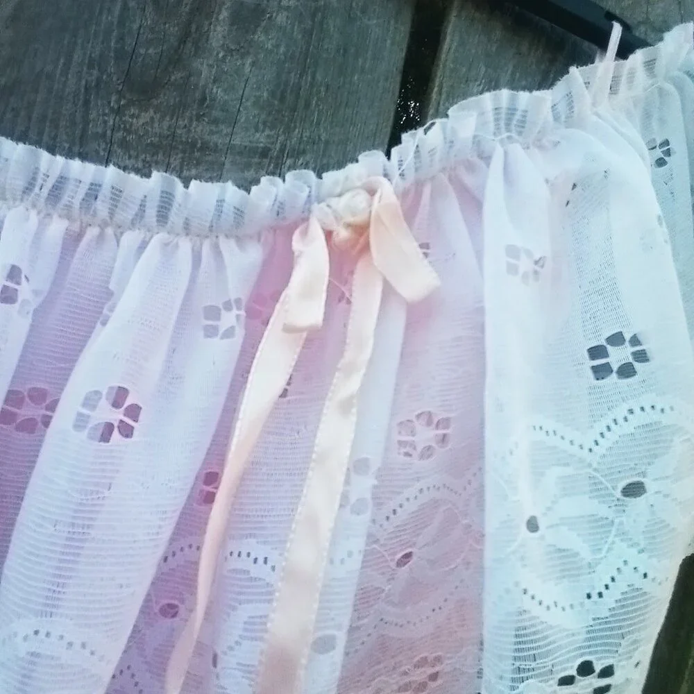 VINTAGE 70'S 80'S DANCE ALLURE MAXI DRESS SZ 8 WHITE PINK OFF SHOULDER TIERED - Picture 6 of 13